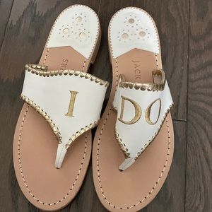 Jack Rogers “I do” Gold wedding sandals 7